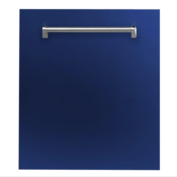 ZLINE 24 in. Blue Gloss Top Control Built-In Dishwasher with Stainless Steel Tub and Traditional Style Handle, 52dBa