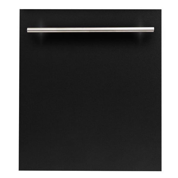 ZLINE 24 in. Black Matte Top Control Built-In Dishwasher with Stainless Steel Tub and Modern Style Handle, 52dBa