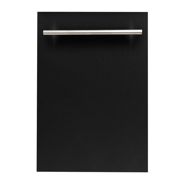 ZLINE 18 in. Compact Black Matte Top Control Built-In Dishwasher with Stainless Steel Tub and Modern Style Handle, 52dBa