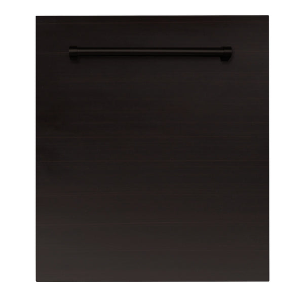 ZLINE 24 in. Oil-Rubbed Bronze Top Control Built-In Dishwasher with Stainless Steel Tub and Traditional Style Handle, 52dBa