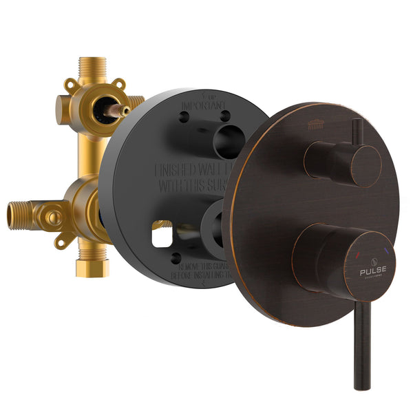 PULSE ShowerSpas Two Way Tru-Temp Pressure Balance 1/2" Rough-In Valve with Oil-Rubbed Bronze Trim Kit, 3005-RIVD-ORB