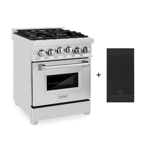 ZLINE 24" 2.8 cu. ft. Gas Oven and Gas Cooktop Range with Griddle and Brass Burners in Stainless Steel (RG-BR-GR-24)