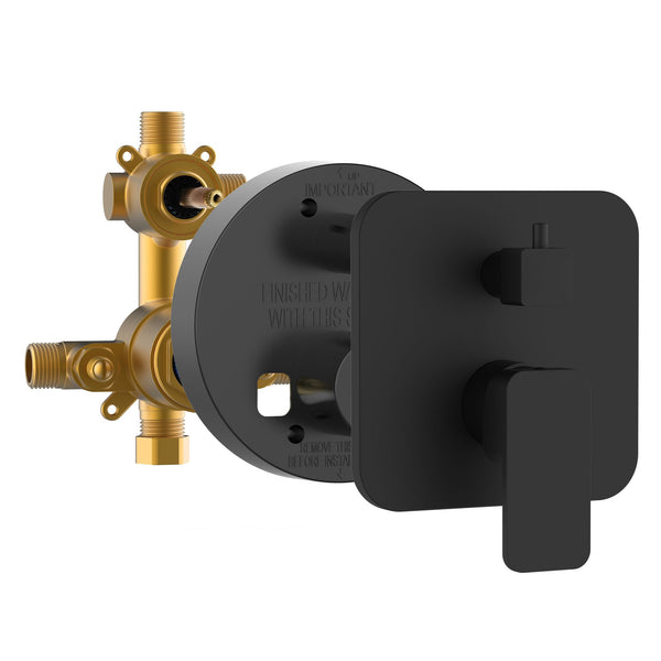 PULSE ShowerSpas Two Way Tru-Temp Pressure Balance 1/2" Rough-In Valve with Square Oil-Rubbed Bronze Trim Kit, 3007-RIVD-MB