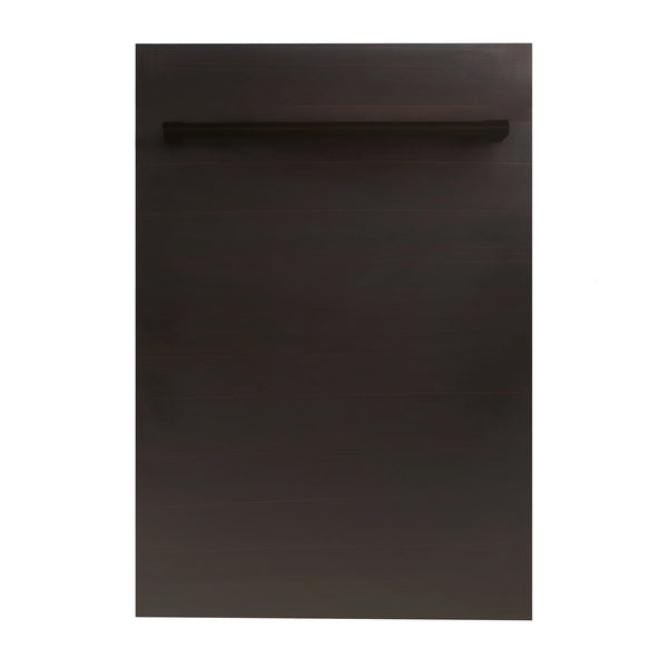 ZLINE 18 in. Compact Oil-Rubbed Bronze Top Control Built-In Dishwasher with Stainless Steel Tub and Traditional Style Handle, 52dBa