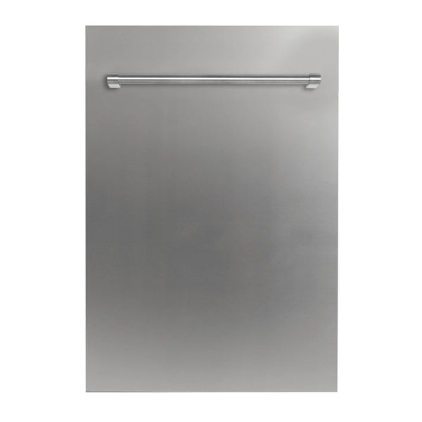 ZLINE 18 in. Compact Stainless Steel Top Control Built-In Dishwasher with Stainless Steel Tub and Traditional Style Handle, 52dBa