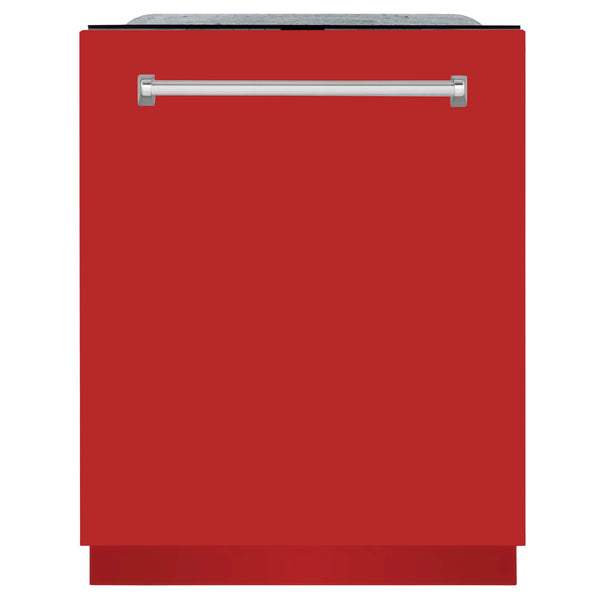 ZLINE 24" Monument Series 3rd Rack Top Touch Control Dishwasher in Red Matte with Stainless Steel Tub, 45dBa