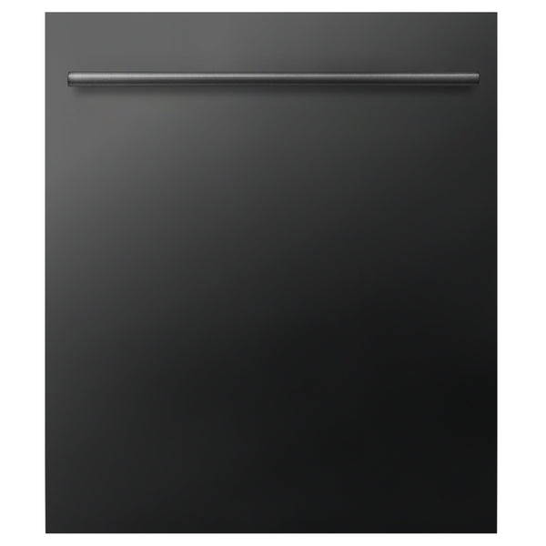 ZLINE 24 in. Black Stainless Top Control Built-In Dishwasher with Stainless Steel Tub and Modern Style Handle, 52dBa