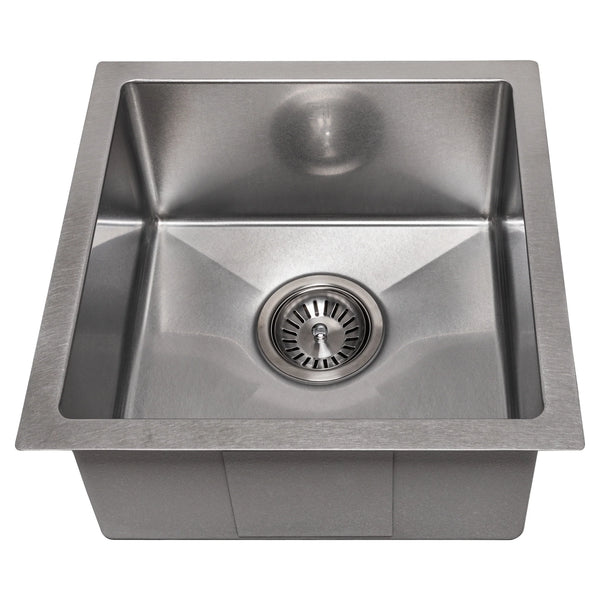 ZLINE 15" Boreal Undermount Single Bowl Fingerprint Resistant Stainless Steel Bar Kitchen Sink (SUS-15S)