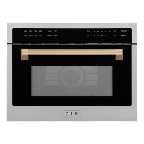 ZLINE Autograph Edition 24" 1.6 cu ft. Built-in Convection Microwave Oven in Stainless Steel and Champagne Bronze Accents