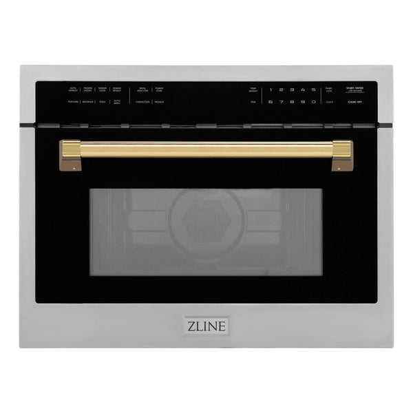 ZLINE Autograph Edition 24" 1.6 cu ft. Built-in Convection Microwave Oven in Stainless Steel and Gold Accents