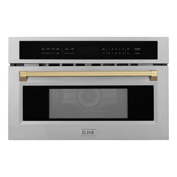 ZLINE Autograph Edition 30" 1.6 cu ft. Built-in Convection Microwave Oven in Stainless Steel and Champagne Bronze Accents
