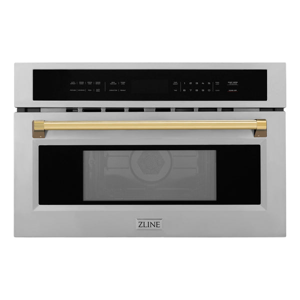 ZLINE Autograph Edition 30" 1.6 cu ft. Built-in Convection Microwave Oven in Stainless Steel and Gold Accents