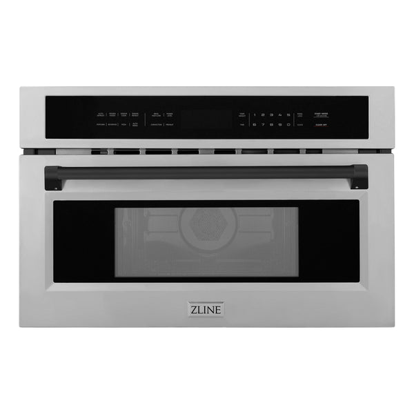 ZLINE Autograph Edition 30" 1.6 cu ft. Built-in Convection Microwave Oven in Stainless Steel and Matte Black Accents