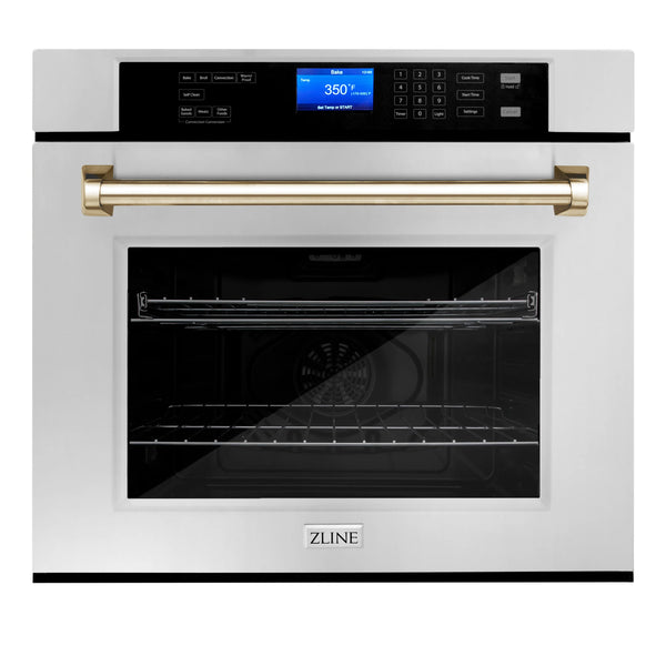 ZLINE 30" Autograph Edition Single Wall Oven with Self Clean and True Convection in Stainless Steel and Gold (AWSZ-30-G)