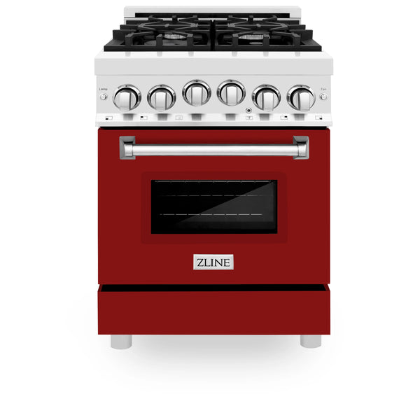 ZLINE 24" 2.8 cu. ft. Range with Gas Stove and Gas Oven in Stainless Steel and Red Gloss Door (RG-RG-24)