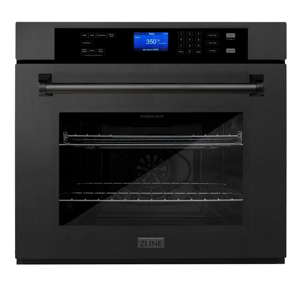 ZLINE 30" Professional Single Wall Oven with Self Clean and True Convection in Black Stainless Steel (AWS-30-BS)