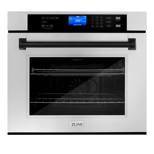 ZLINE 30" Autograph Edition Single Wall Oven with Self Clean and True Convection in Stainless Steel and Matte Black (AWSZ-30-MB)