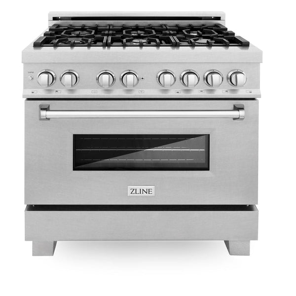 ZLINE 36" 4.6 cu. ft. Electric Oven and Gas Cooktop Dual Fuel Range with Griddle in Fingerprint Resistant Stainless (RAS-SN-GR-36)