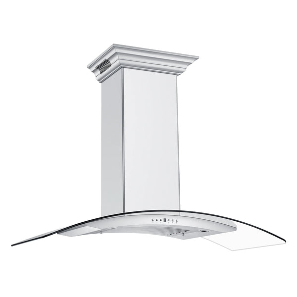 42" ZLINE CrownSound Ducted Vent Wall Mount Range Hood in Stainless Steel with Built-in Bluetooth Speakers (KN4CRN-BT-42)