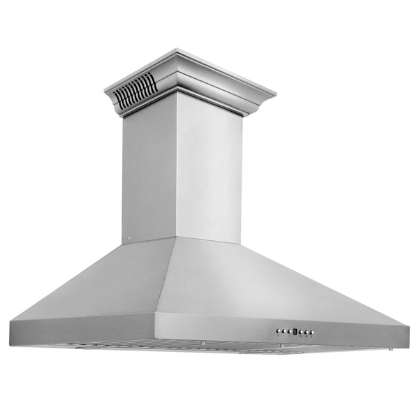 36" ZLINE CrownSound Ducted Vent Wall Mount Range Hood in Stainless Steel with Built-in Bluetooth Speakers (KL3CRN-BT-36)