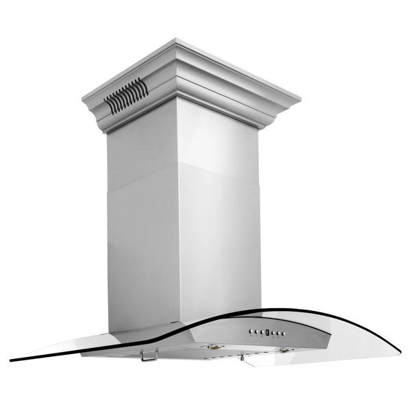 36" ZLINE CrownSound Ducted Vent Wall Mount Range Hood in Stainless Steel with Built-in Bluetooth Speakers (KZCRN-BT-36)