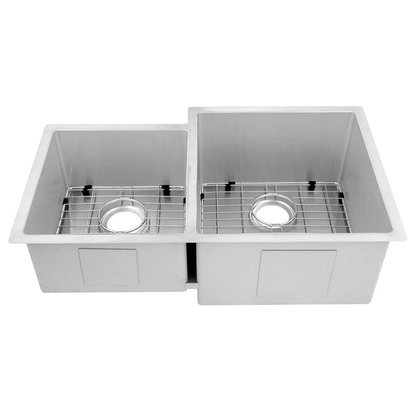 ZLINE 32" Jackson Undermount Double Bowl Fingerprint Resistant Stainless Steel Kitchen Sink with Bottom Grid (SRDL-32S)