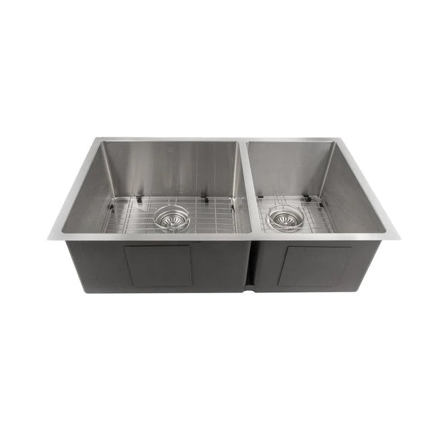 ZLINE 33" Chamonix Undermount Double Bowl Stainless Steel Kitchen Sink with Bottom Grid (SR60D-33)
