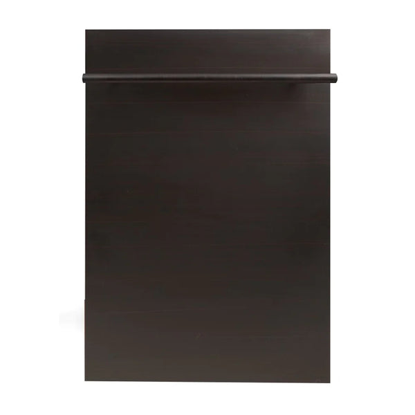 ZLINE 18 in. Compact Oil-Rubbed Bronze Top Control Built-In Dishwasher with Stainless Steel Tub and Modern Style Handle, 52dBa