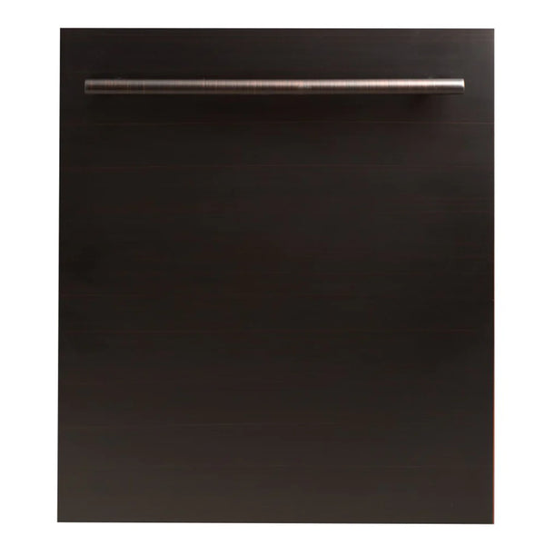ZLINE 24 in. Oil-Rubbed Bronze Top Control Built-In Dishwasher with Stainless Steel Tub and Modern Style Handle, 52dBa