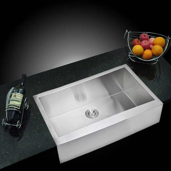 36 Inch X 22 Inch Zero Radius Single Bowl Stainless Steel Hand Made Apron Front Kitchen Sink With Drain and Strainer