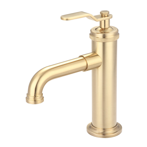 Water Creation Modern Streamlined Cylindrical Single Faucet F7-0001 in Satin Gold PVD