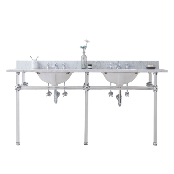 Empire 72 Inch Wide Double Wash Stand, P-Trap, and Counter Top with Basin included in Chrome Finish