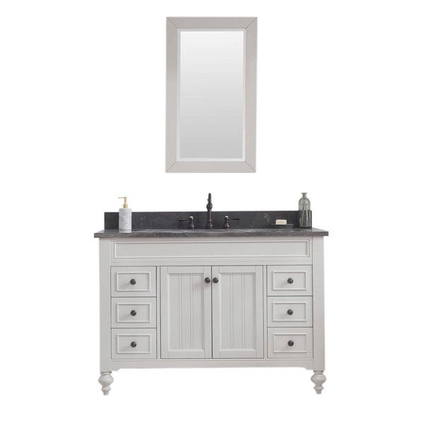 Potenza 48" Bathroom Vanity in Earl Grey with Blue Limestone Top with Faucet and Mirror